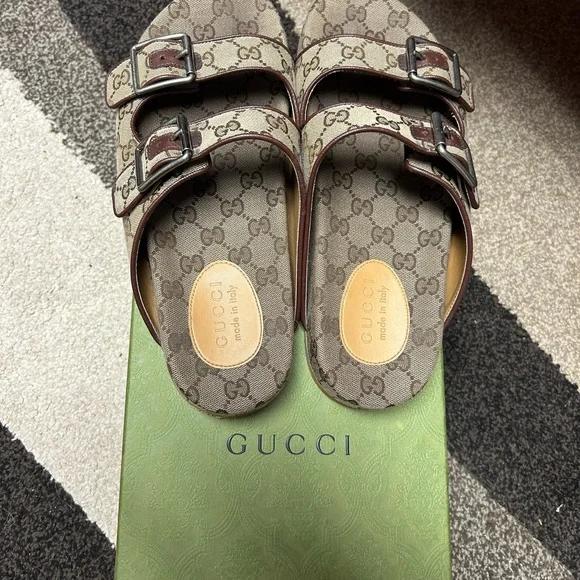 Gucci Birkenstocks, size 10, worn maybe 10 times. Gucci Birkenstock Sandals Gate | TikTok main image 2